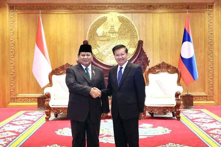 Menteri Pertahanan RI Prabowo Subianto melakukan kunjungan kehormatan kepada Presiden Republik Demokratik Rakyat Laos Thongloun Sisoulith dan Perdana Menteri Laos Sonexay Siphandone di Laos, Jumat (6/9/2024) pagi.(Dok. Tim Media Gerindra)