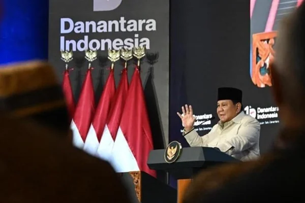 Presiden Prabowo Subianto saat menghadiri acara tasyakuran Hari Ulang Tahun (HUT) ke-1 Danantara Indonesia yang digelar di Wisma Danantara (Dok : Ist).