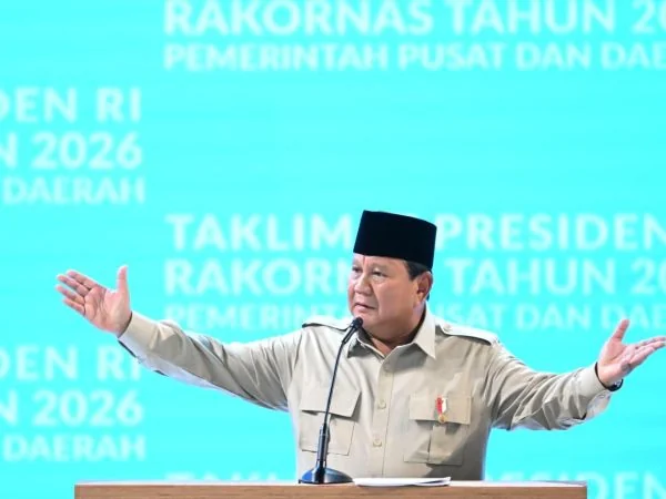 Presiden Prabowo Subianto  dalam taklimatnya pada Rapat Koordinasi Nasional (Rakornas) Pemerintah Pusat dan Daerah Tahun 2026 di Sentul International Convention Center (SICC), Kabupaten Bogor, Provinsi Jawa Barat (Dok : Ist).